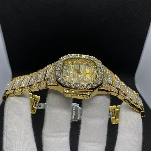Limited Edition Men's Full Diamond Plated Iced Out Rhinestones Watch - Picture 6 of 9